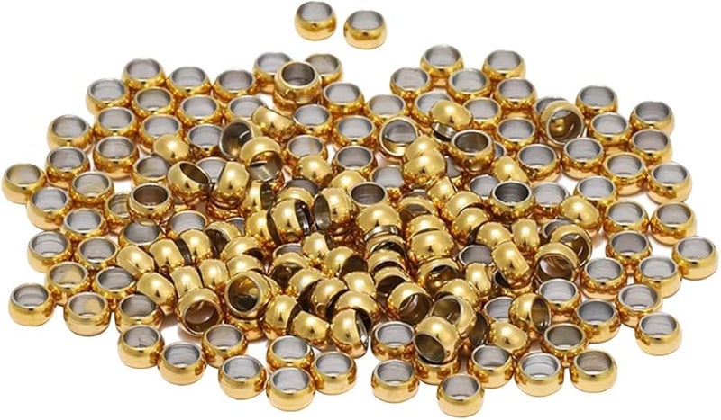 Gold 100pcs 1 5mm Stainless Steel Crimp Beads Jewelry Making Supplies For Bracelet Necklace Earring DIY - Image 1